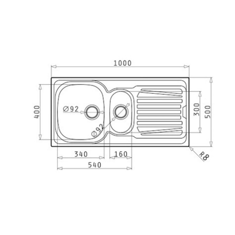 Évier de cuisine à encastrer Hypero 1   1/2 bac acier inoxydable 100 x 50 cm ISIFIX