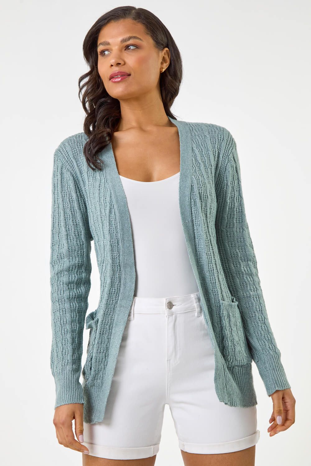 Roman Textured Longline Knit Cardigan