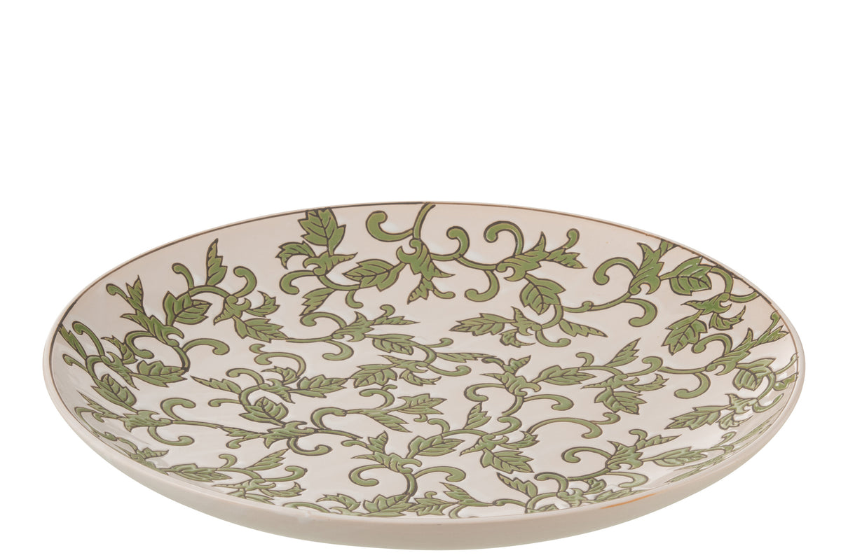 J-Line decoratie Bord Yezi - porselein - groen/wit