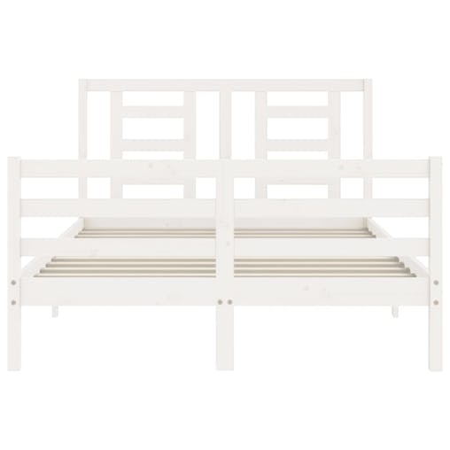NNEVL Bed Frame with Headboard White 137x187 cm Double Solid Wood