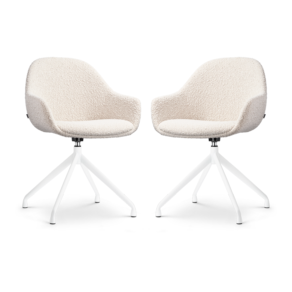 Nolon Nola-Mae Draaibare Eetkamerstoelen Bouclé Beige - Wit - 2x