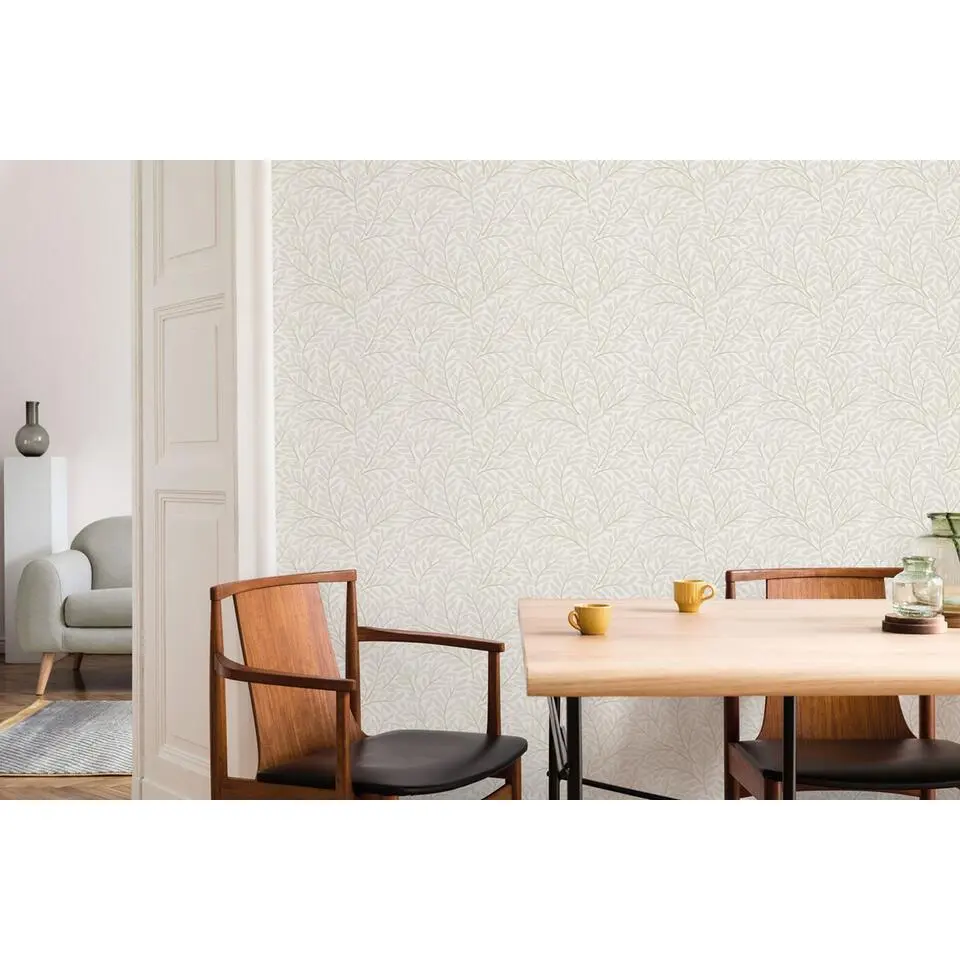 Sanders & Sanders behang bladeren in scandinavische stijl beige - 53 cm x 10 m