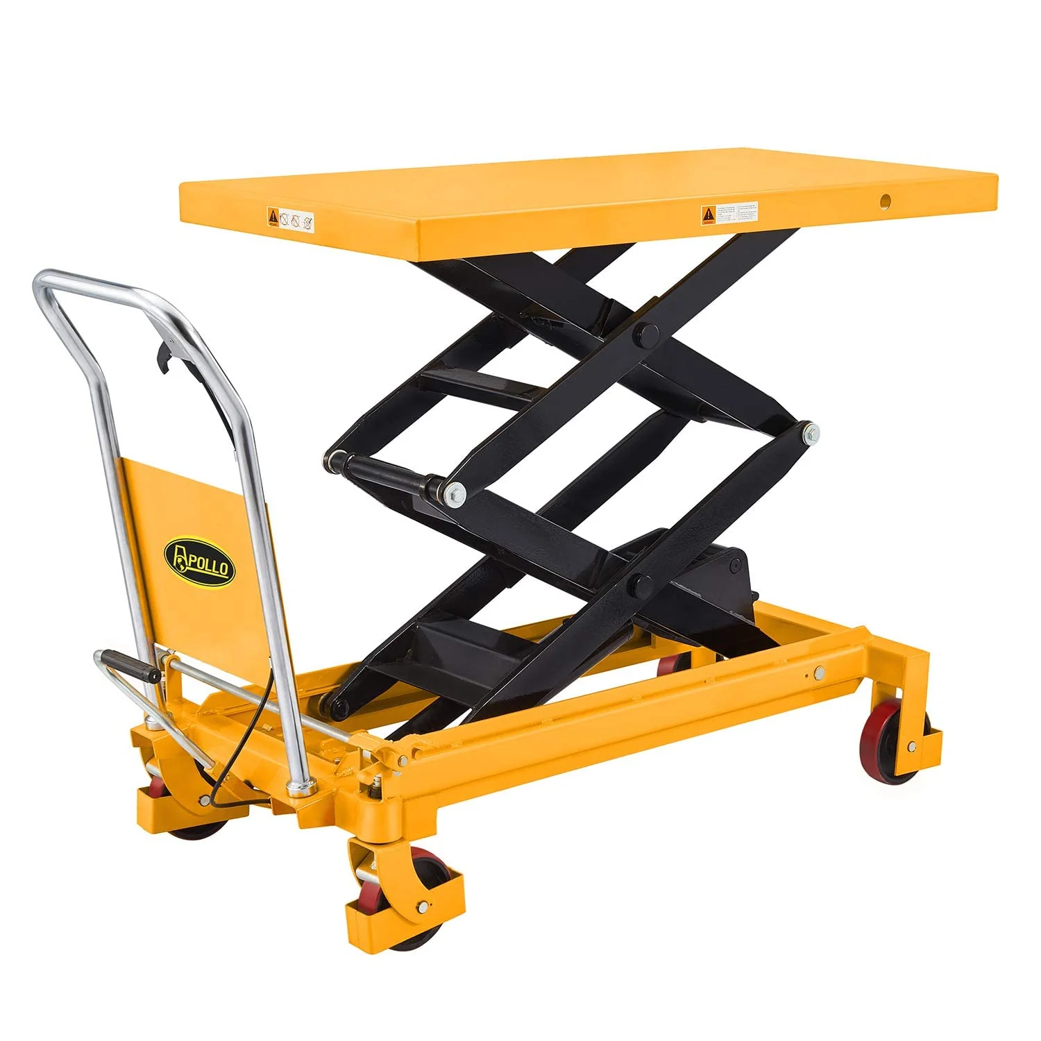 Hydraulic Lift Table Cart 770 lbs Capacity, 51 Max Height, Double Scissor Lift with Safety Guard & 4 Wheels