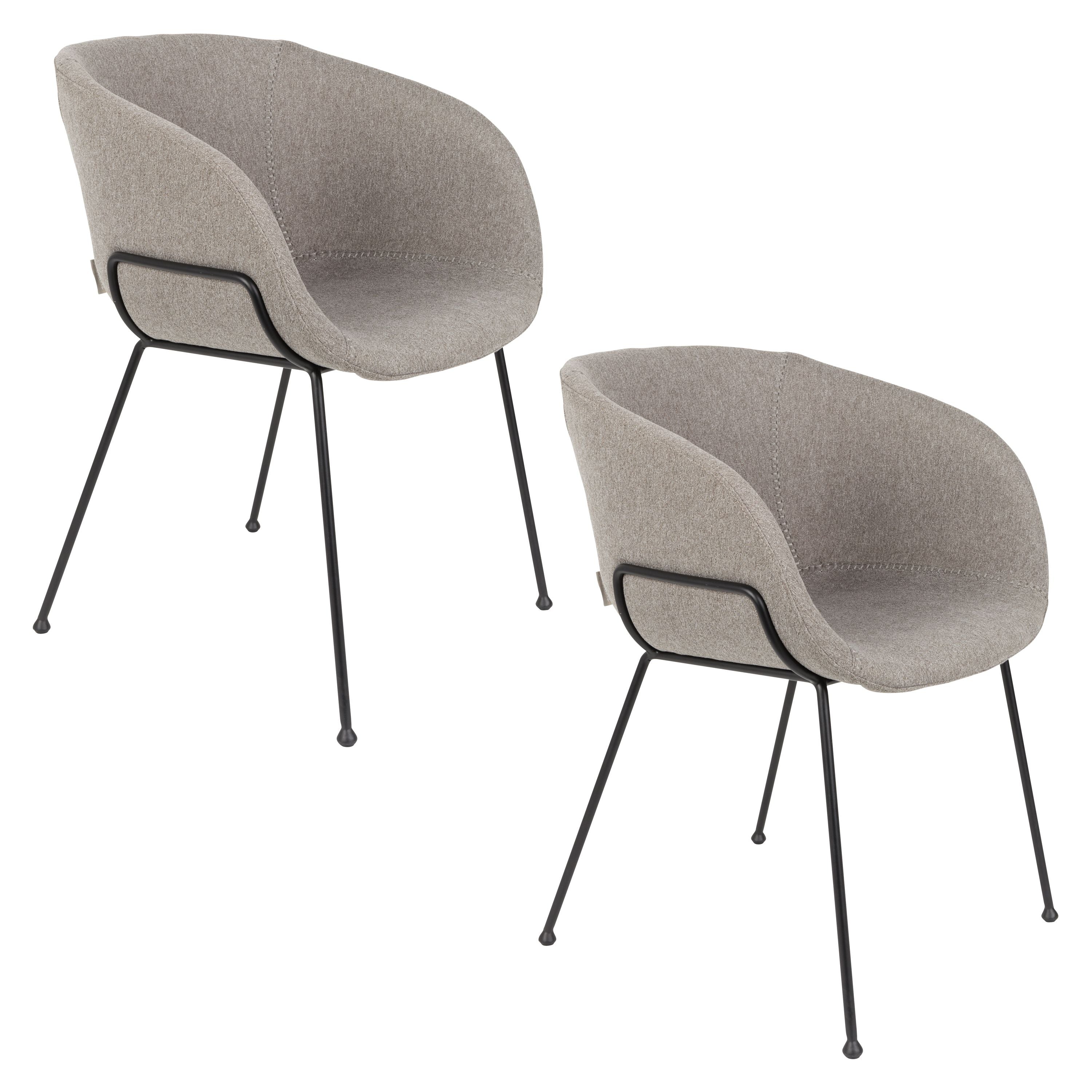 Zuiver Feston Eetkamerstoelen Armleuning Fab Grijs - Set van 2