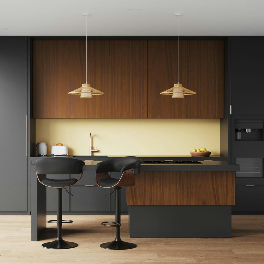 BASILE - Chaise de bar réglable 59/81 cm en cuir synthétique noir