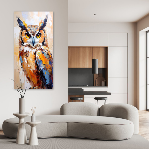 Obraz na płótnie do salonu biura, Sowa Ptak Natura imitacja farby 40x80