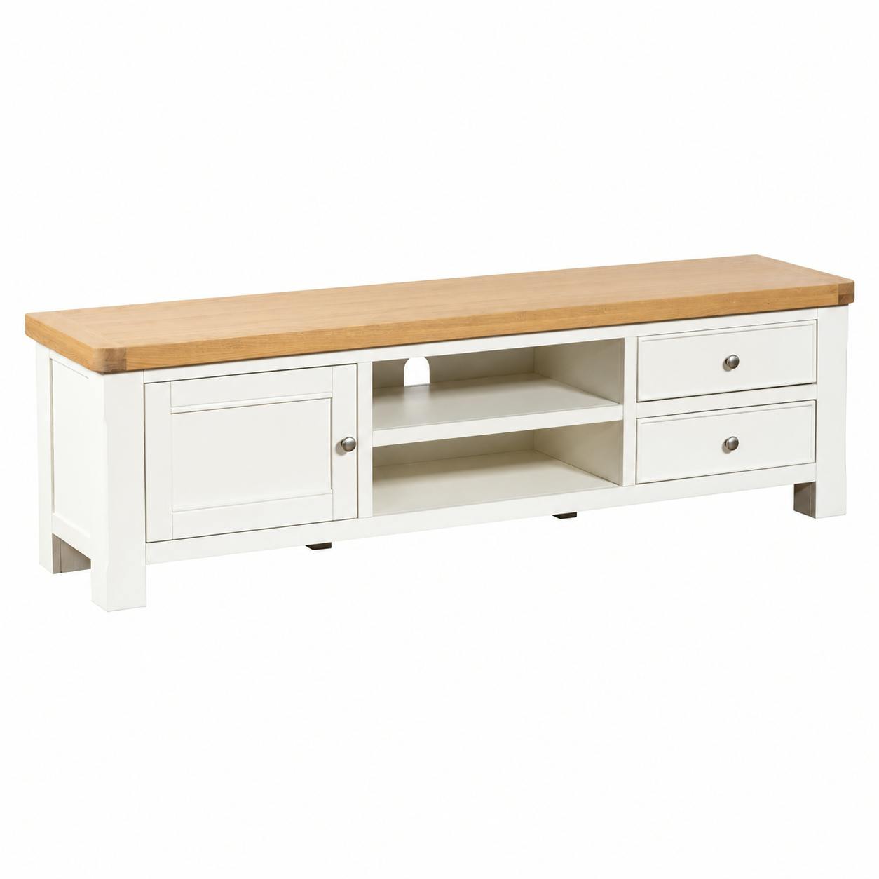 Meuble TV blanc 1 porte 2 tiroirs VELIA