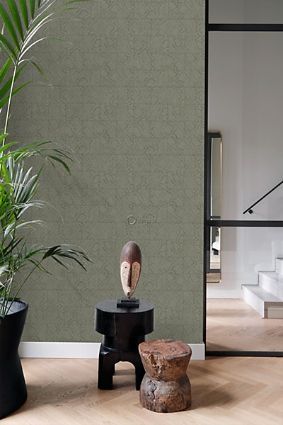 Origin Wallcoverings papier peint motif de carrellages avec imitation peau de serpent taupe 53 cm x 10.05 m