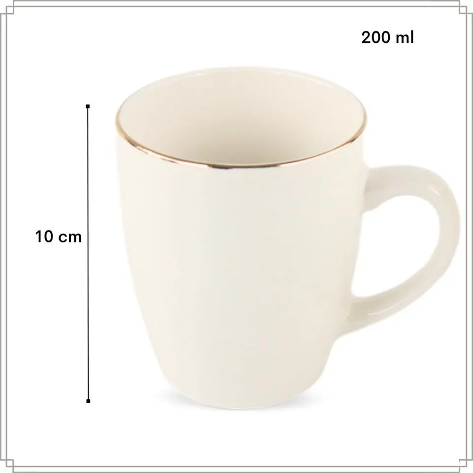 OTIX Mokken Set Wit met Goud 200ml Porselein 6 stuks DAISY