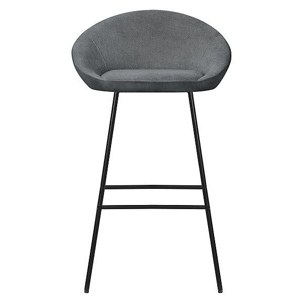 Lot 2 tabourets de bar ML-Design tissu anthracite hauteur 75 cm avec dossier et repose-pieds métal