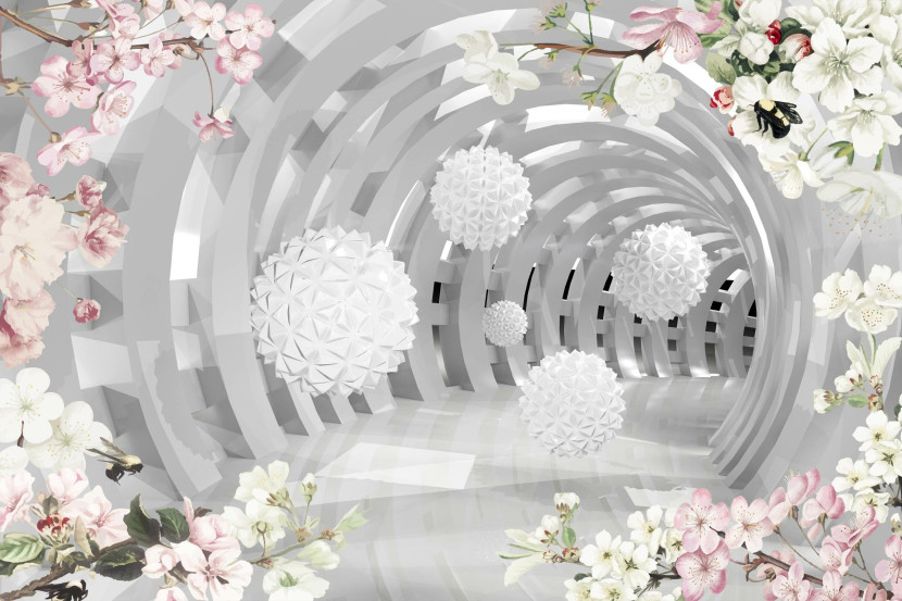 Fototapeta Abstrakcyjny Tunel Z Kulami 3D 90x60cm
