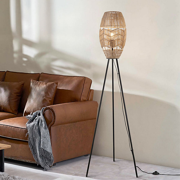Lampadaire tripode en jute KIKO - Naturel