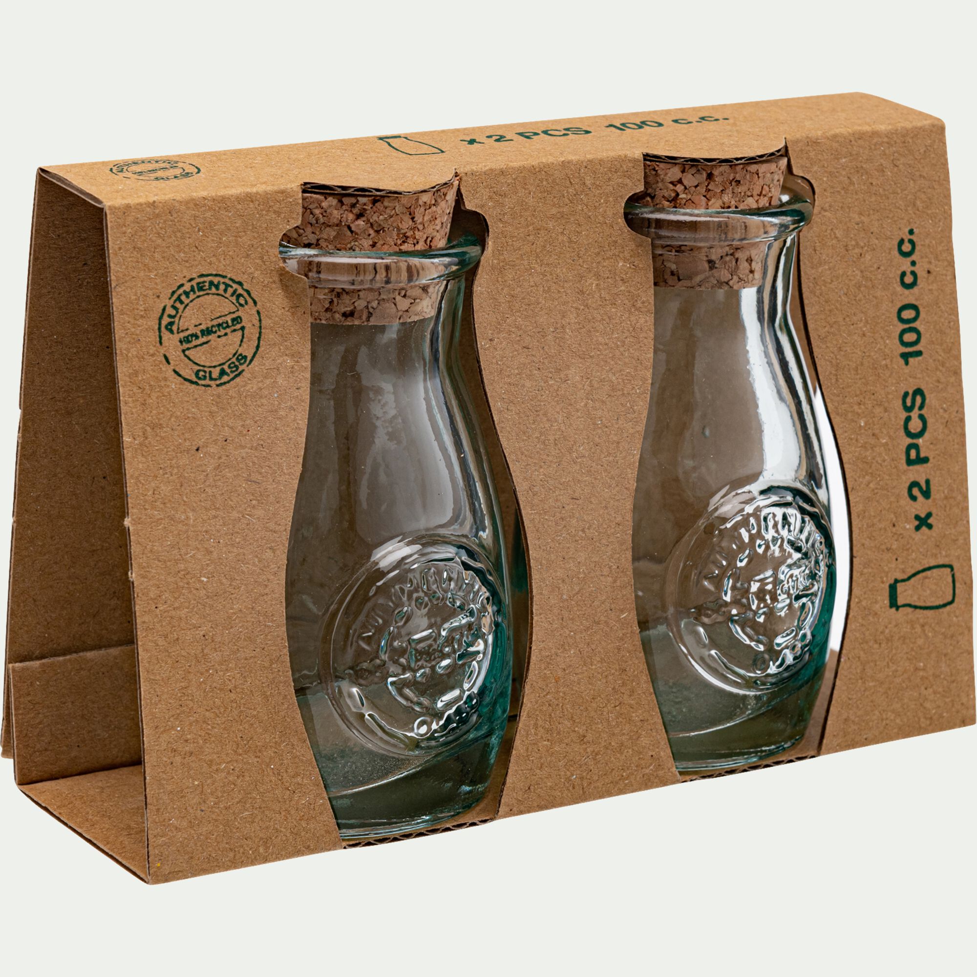 AQUA - Lot de 2 pots en verre recyclé 10cl - transparent