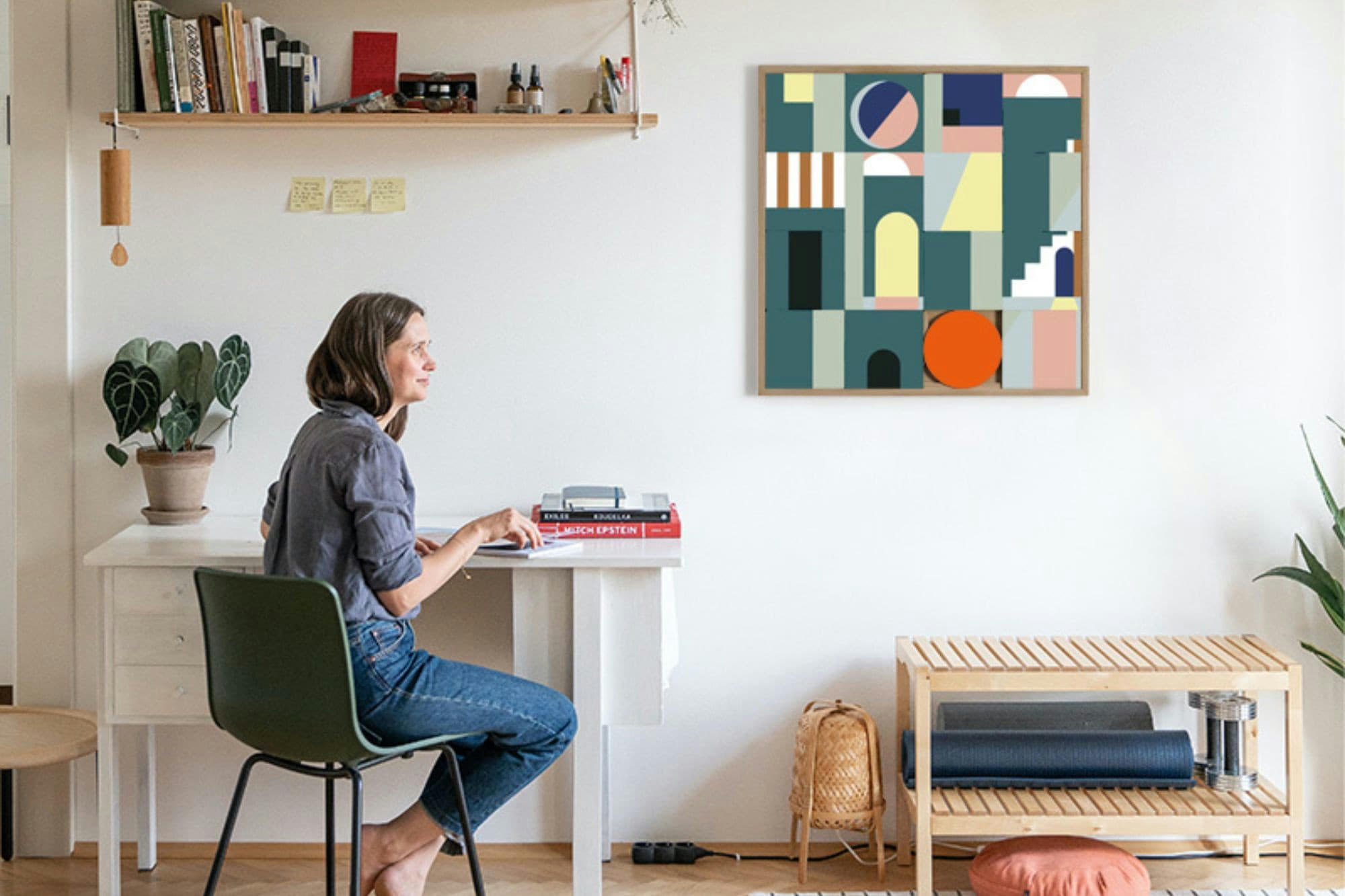 AZED - Tableau en bois taquin moderne et coloré  63 x 63