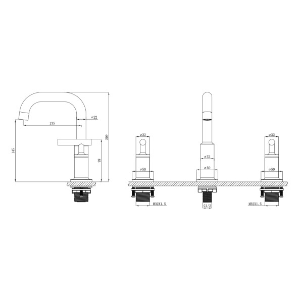 Bateria umywalkowa WEZER VAL10B-13