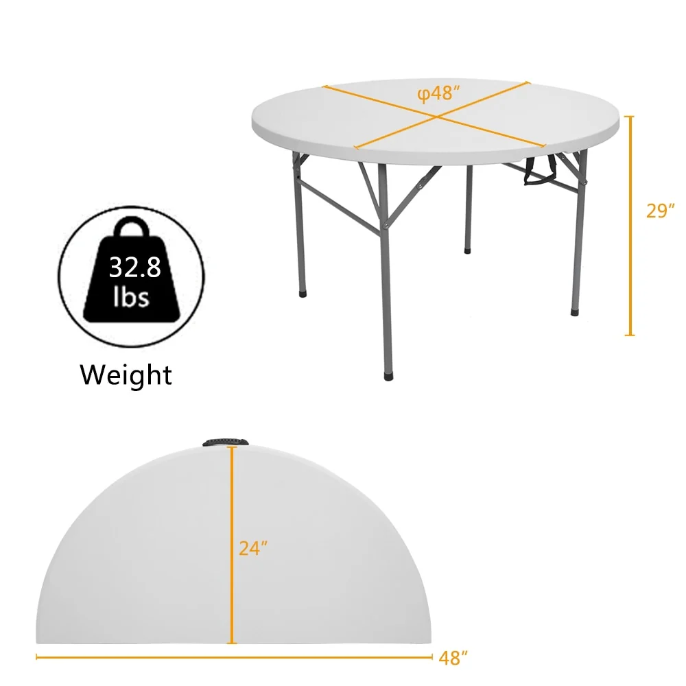 Outdoor Round Folding Table Folding Utility Table White
