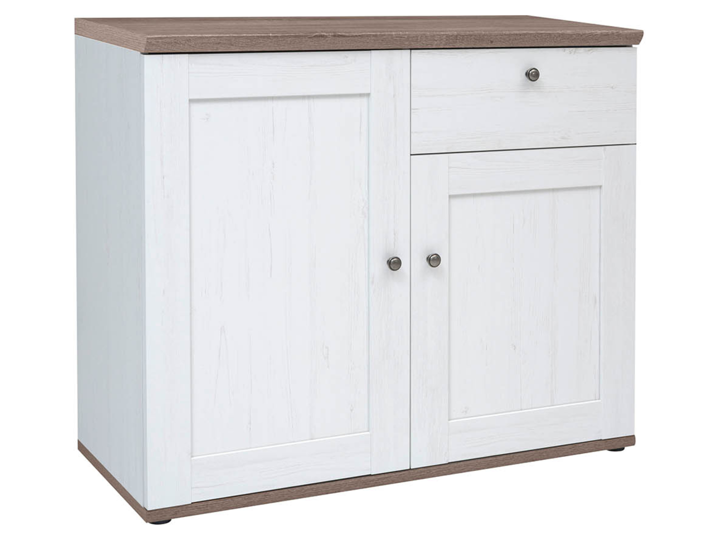 Komoda Stockholm 103 cm z 2 drzwiami i szufladą sosna andersen biała/dąb sonoma ciemna