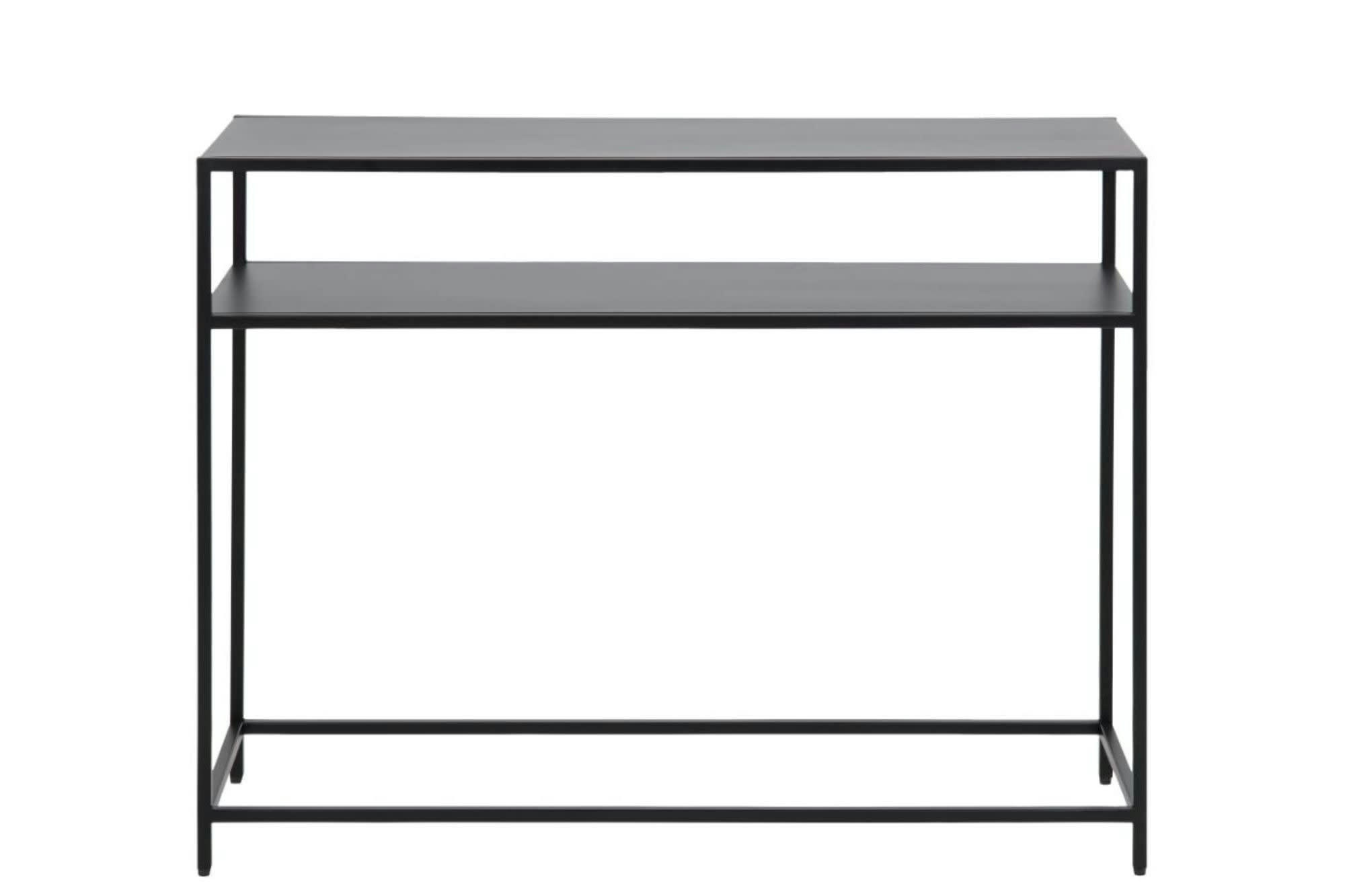 CASSIA - Console rectangulaire double plateau en métal noir L100