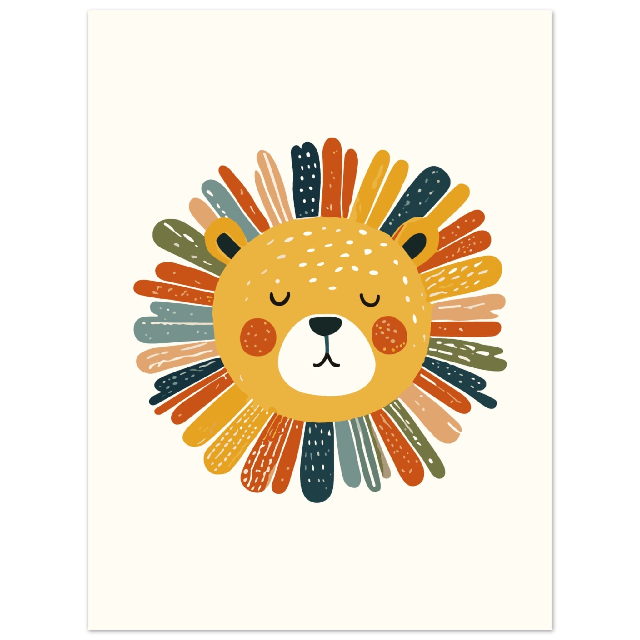 Artfulprints Poster Boho leeuw  - 30x40 cm - Geel