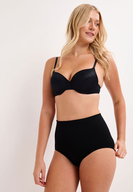 Womens Black High Waist Shaping Seamless Briefs