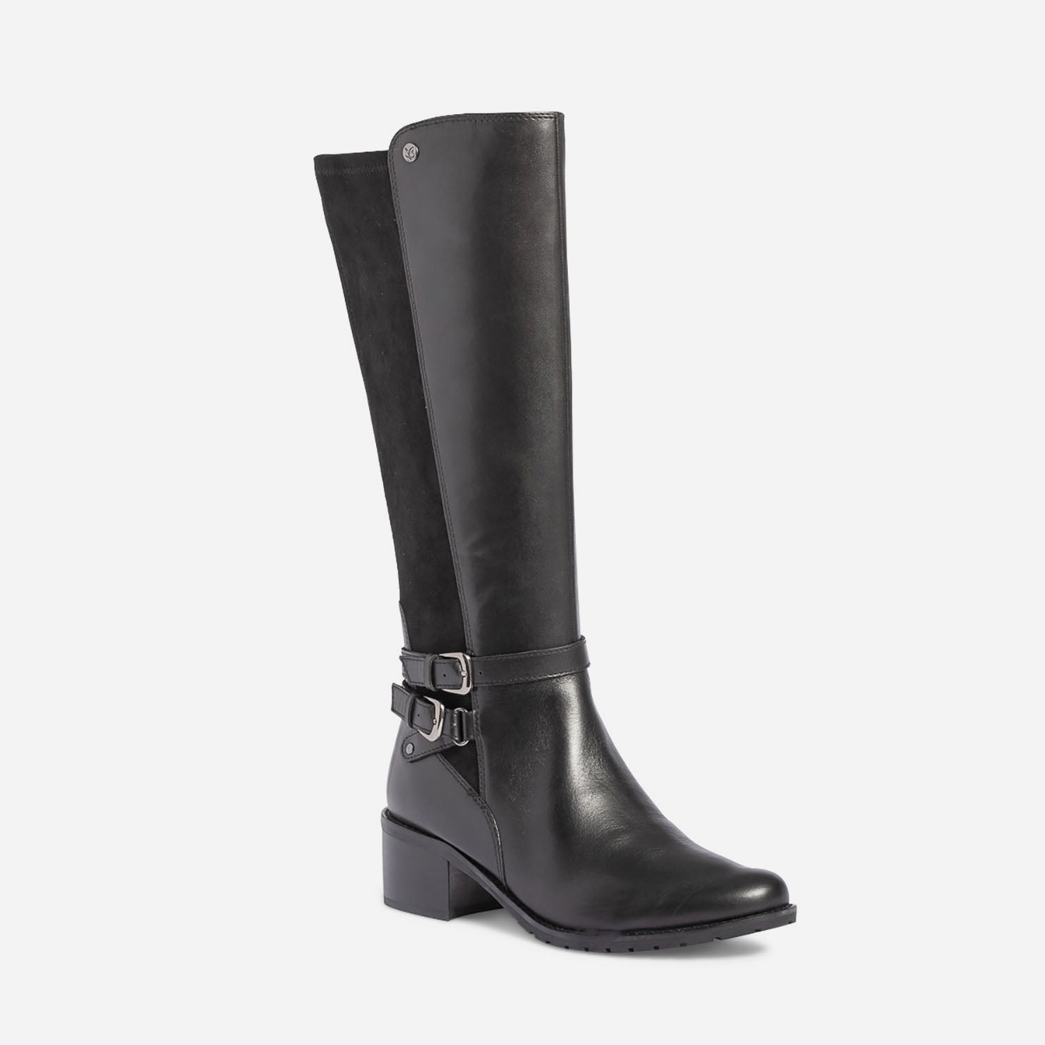 Botte CAPRICE noire bi matière à double bride