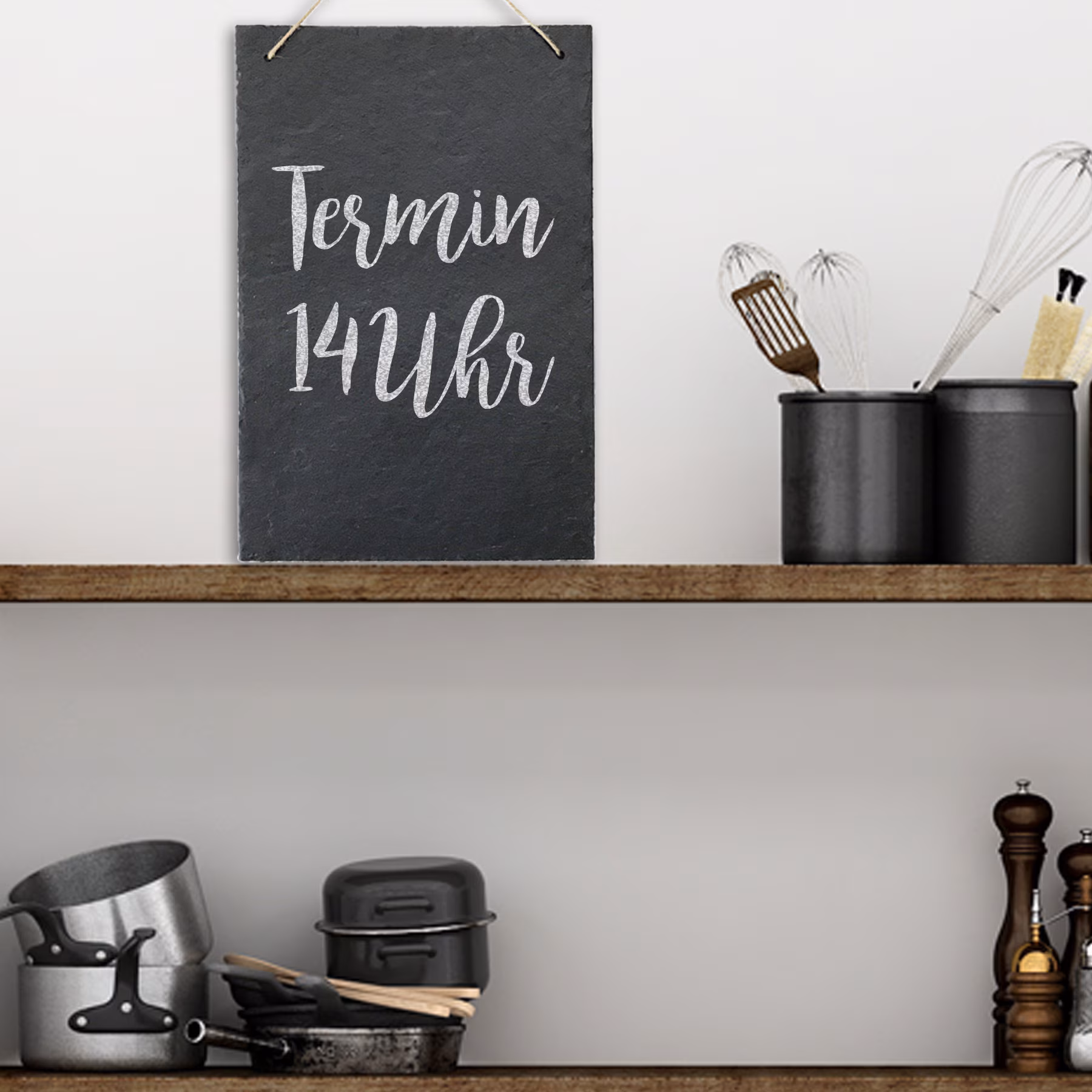 Slate chalkboard chalkboard for writing on and hanging vintage decorative slate plate for kitchen, garden, table 30 x 20 cm large high