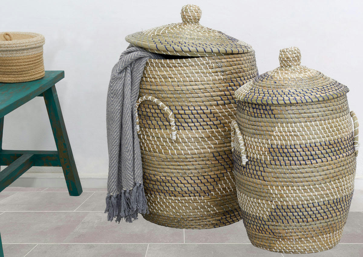 - Paniers à linge en jonc de mer
