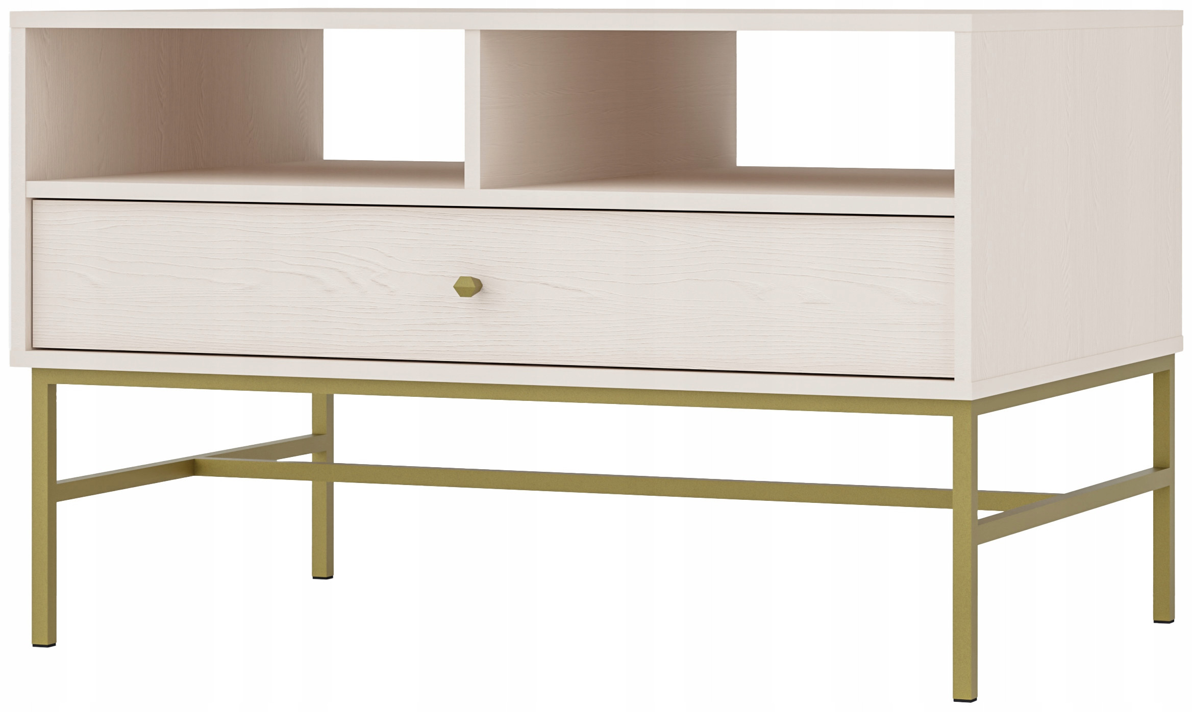 BEŻOWA ŁAWA 100 cm AVILA Stelaż METALOWY Złoty Nogi Uchwyty
