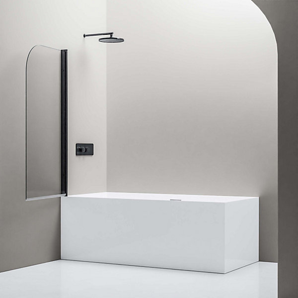 Pare baignoire en verre véritable NANO NT201 - Noir mat, 80x140cm