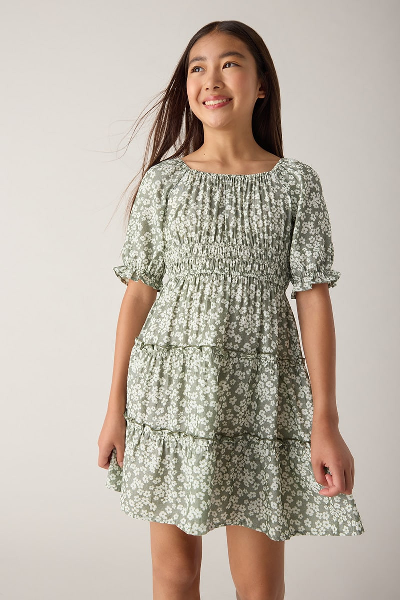 Hello Franki Juliet Waist Tiered Skirt Dress for Girls