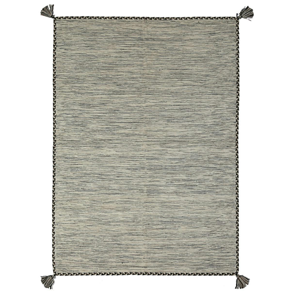 SAHARA - Tapis 100% coton tissé et tressé blanc 160x230