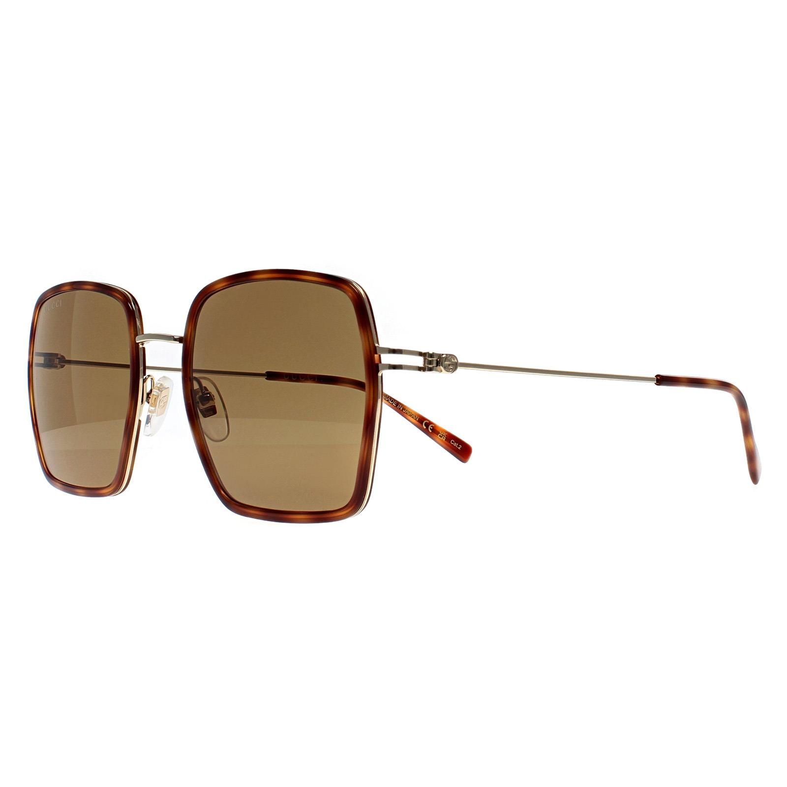 Gucci Square Havana Gold Brown GG1848S
