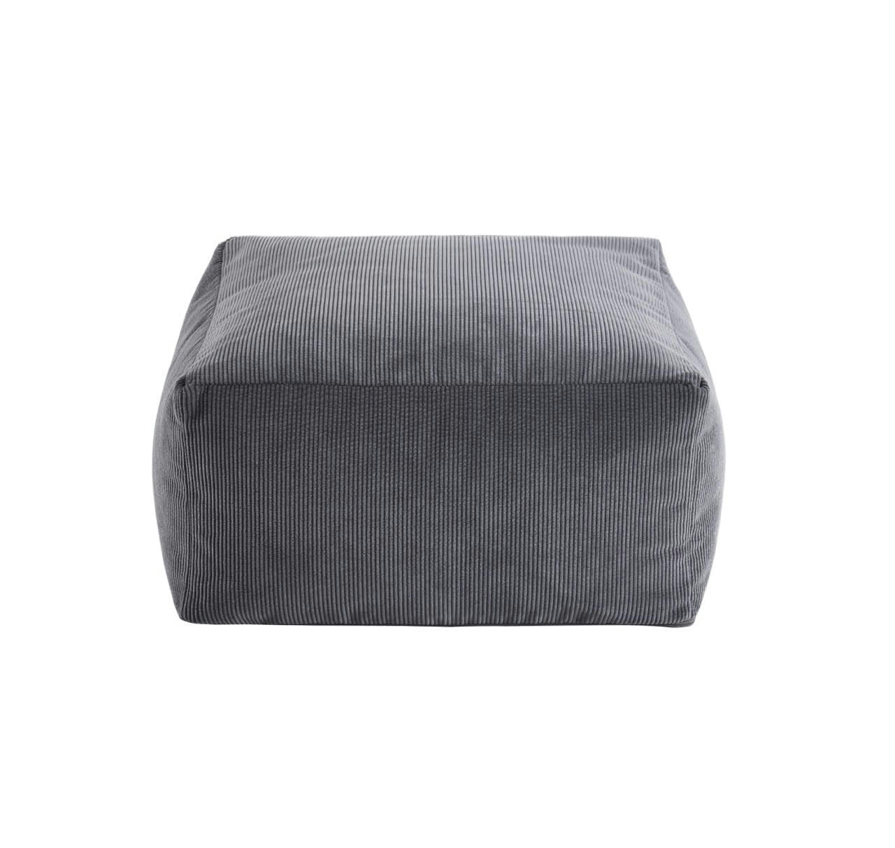 APE - Pouf carré  en velours côtelé gris 50x50x25cm