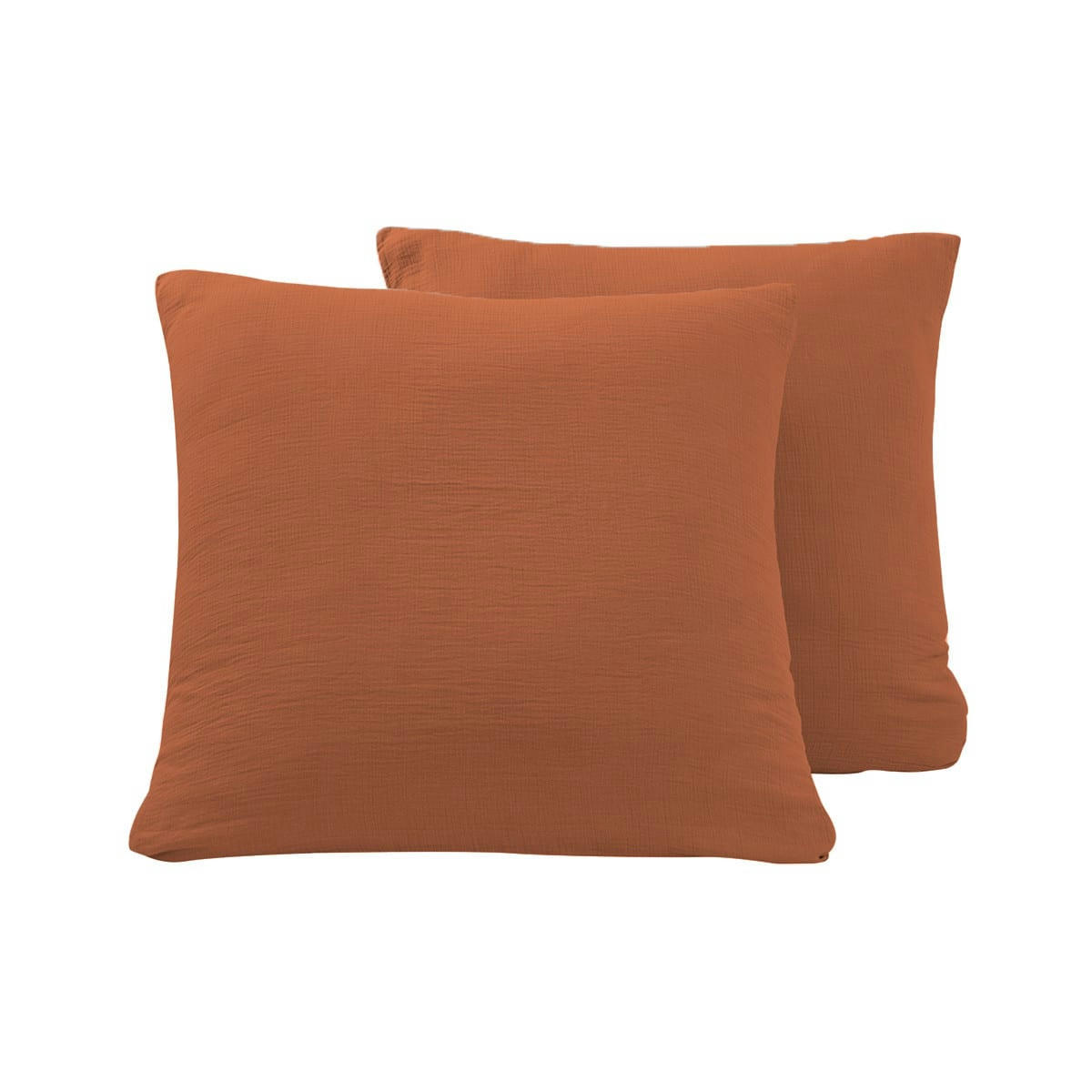 LOFT - Lot de 2 taies en gaze de coton  brique 65x65 cm