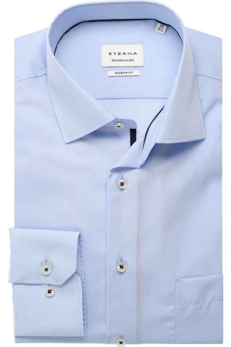 ETERNA Modern Fit Tencel Hemd mittelblau, Strukturiert