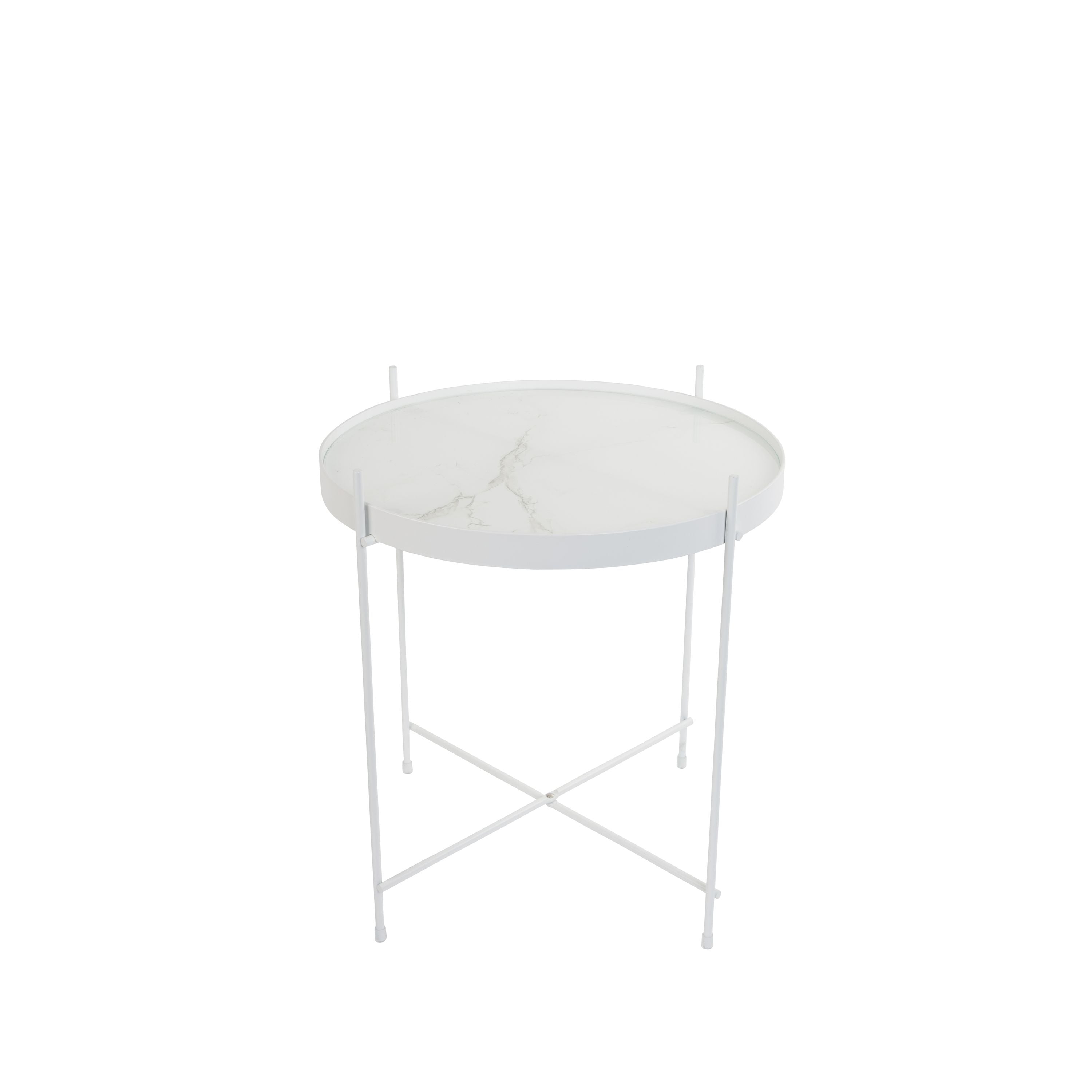 Zuiver Cupid Bijzettafel Rond 43 cm Glas/ Marmer Wit
