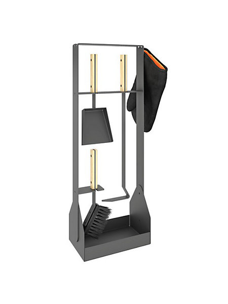 Ensemble d'ustensiles de cheminée 3 pièces en acier et bois - Set 5 SL