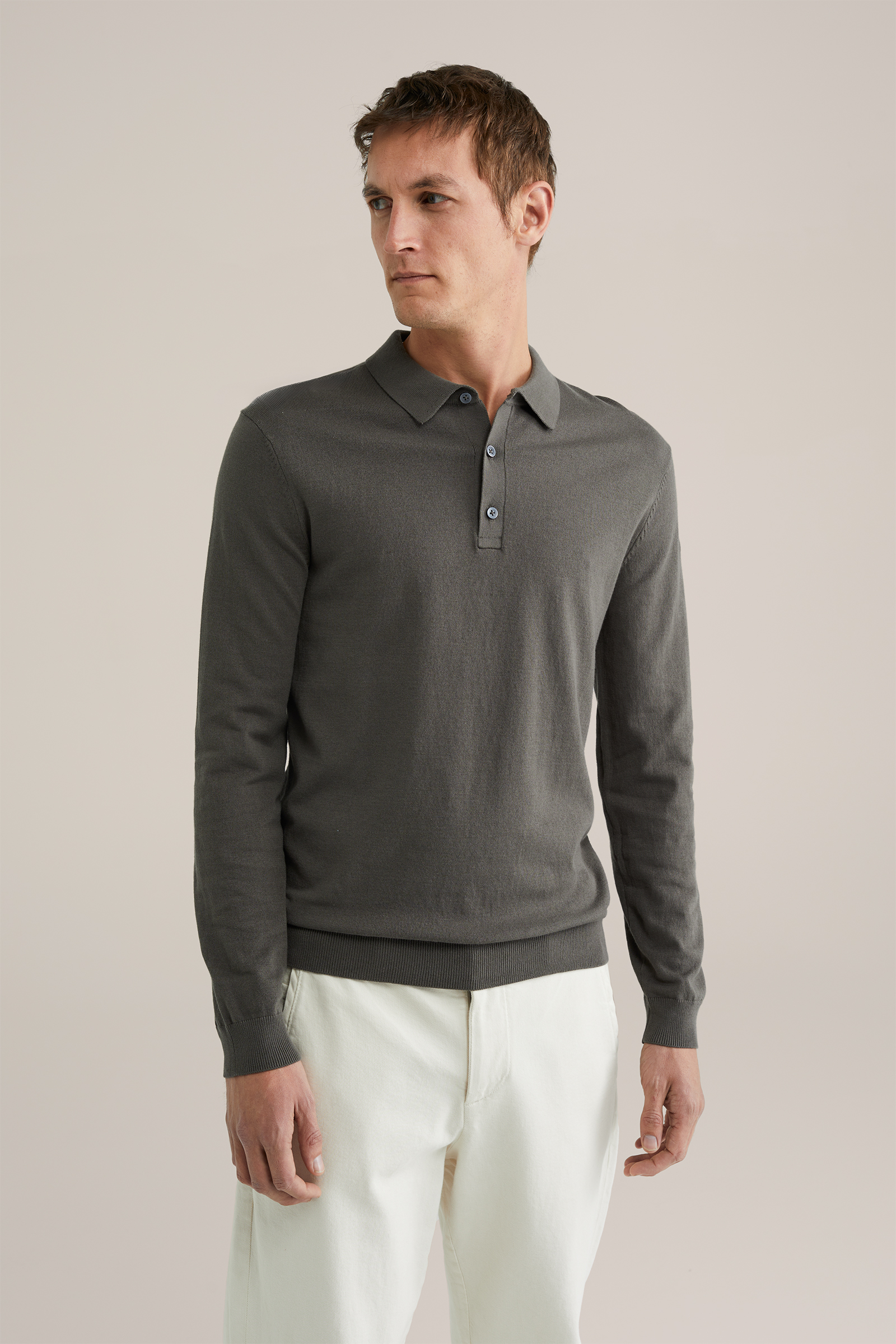Heren Slim fit fijngebreide polo