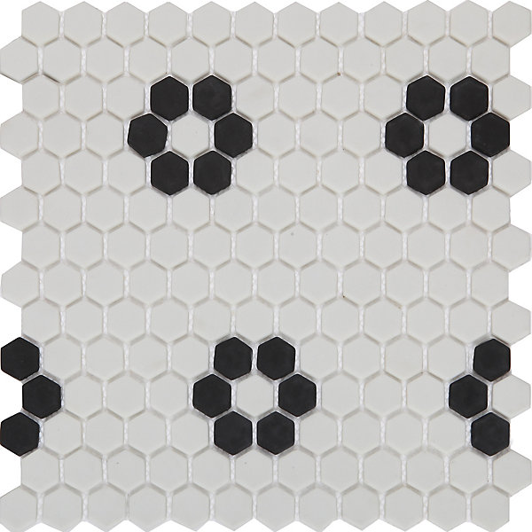 Mosaïque noir et blanc 30x30cm Glina