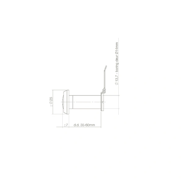 Türspion, chromfarben, Messing, Geeignete Türstärke: 60 mm