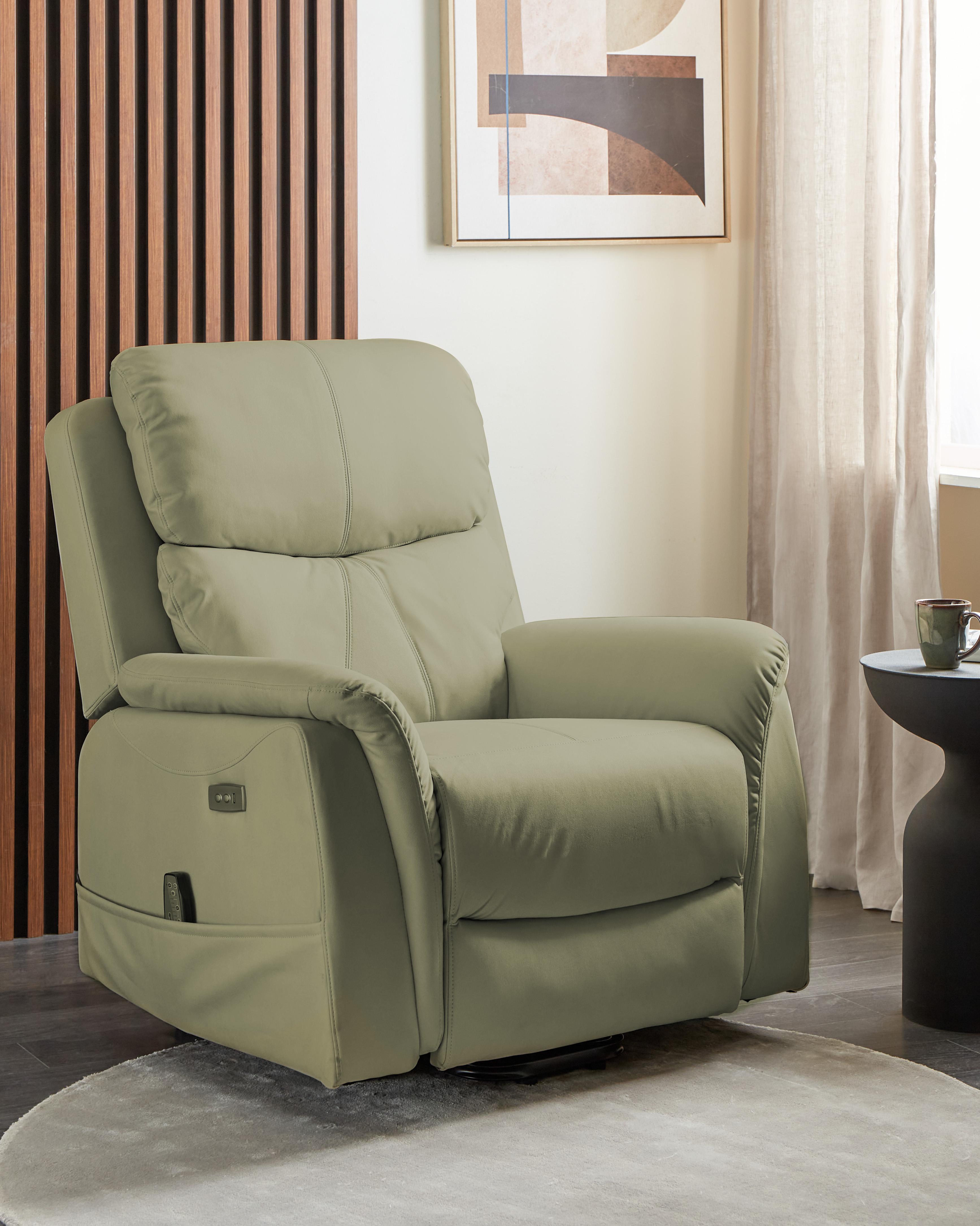 Electric Recliner Chair GLORIE with Massage Fabric Green