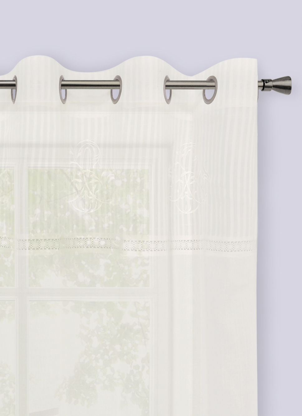 VOILAGE AJOURÉ ET BRODÉ IVOIRE