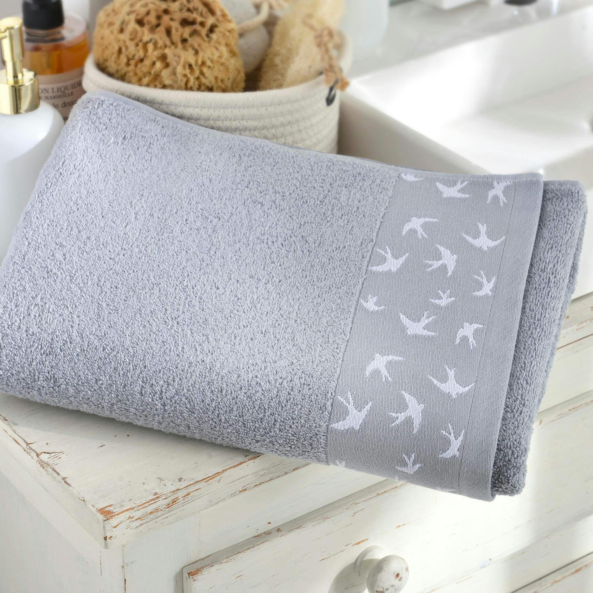 VOLHIRONDELLE - Drap de bain 70x140 gris perle en coton 450 g/m²