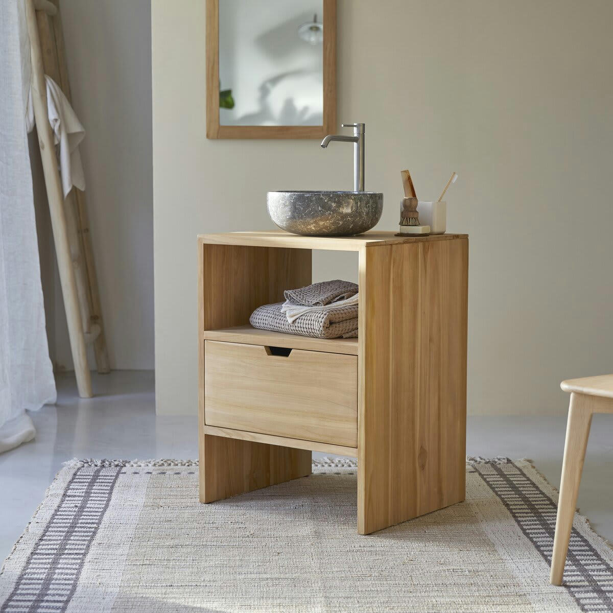 KWARTO - Meuble sous vasque en teck massif 60 cm