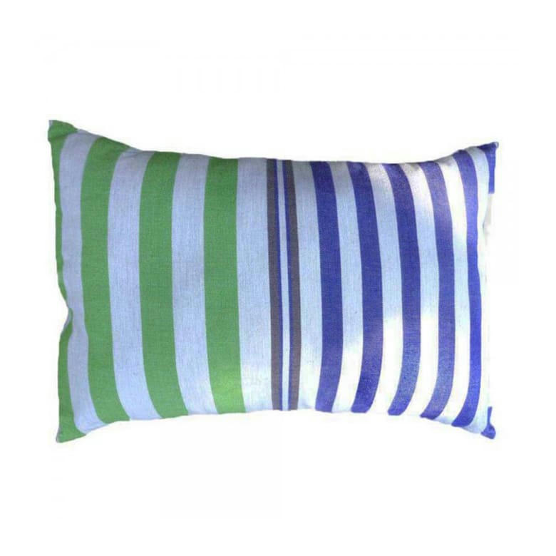 AGADIR - Housse coussin coton gris bleu rayures multicolores 35 x 50