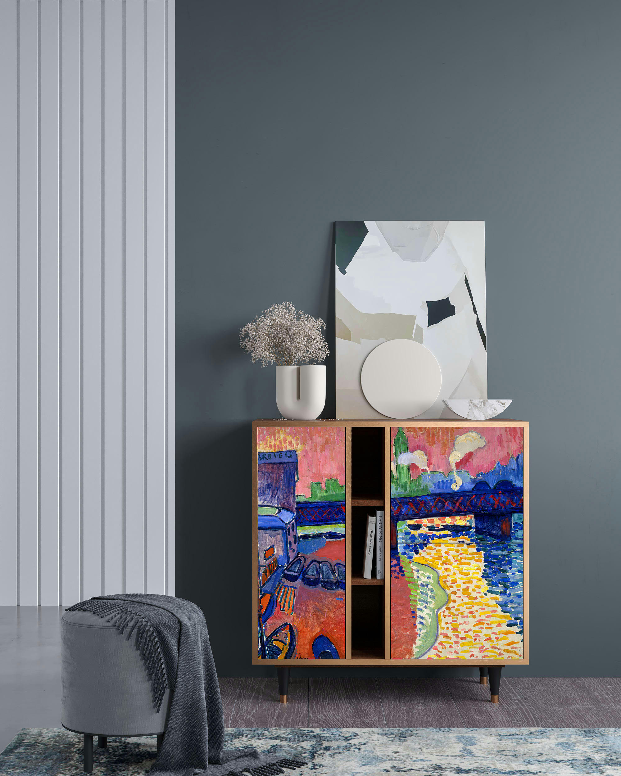 CHARING CROSS BRIDGE BY ANDRE DEAIN - Buffet  multicolore 3 portes L 94 cm