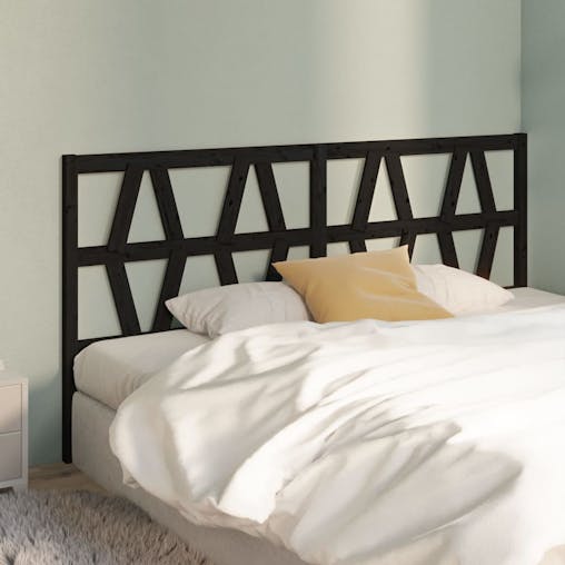 NNEVL Bed Headboard Black 186x4x100 cm Solid Wood Pine