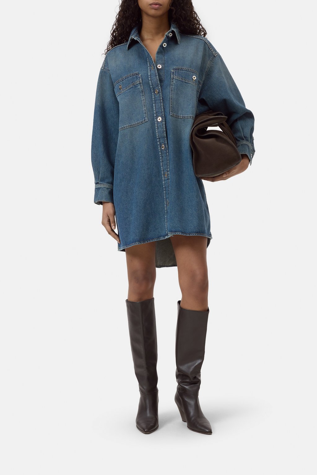 Oversize Hemdblusenkleid aus Baumwolle