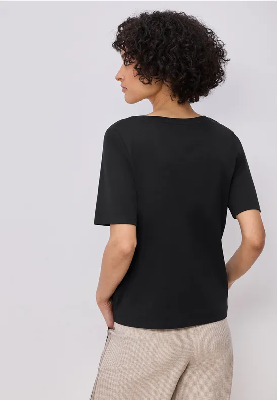 Basic T-Shirt mit V-Neck in Unifarbe