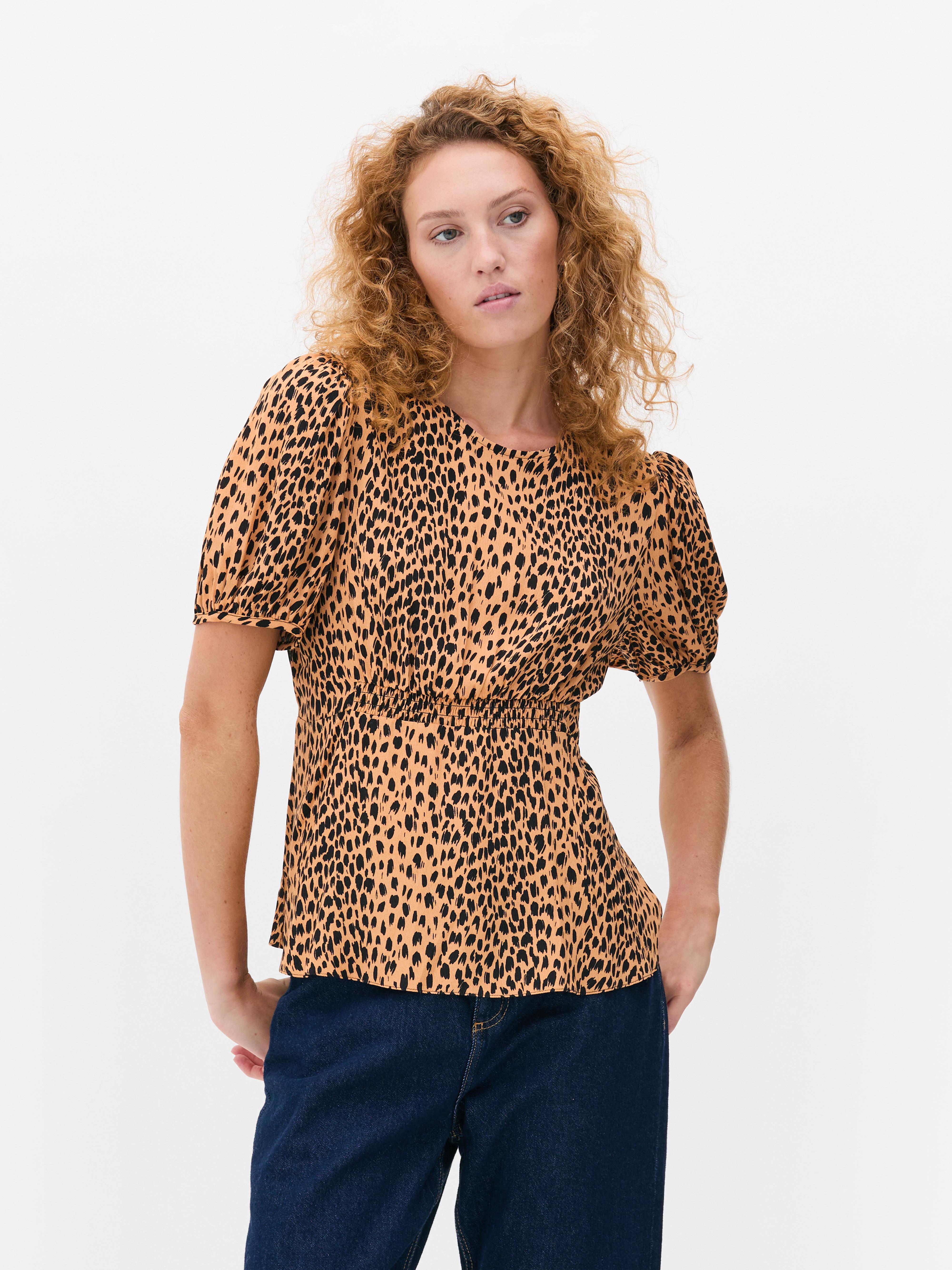 Puff Sleeve Printed Blouse